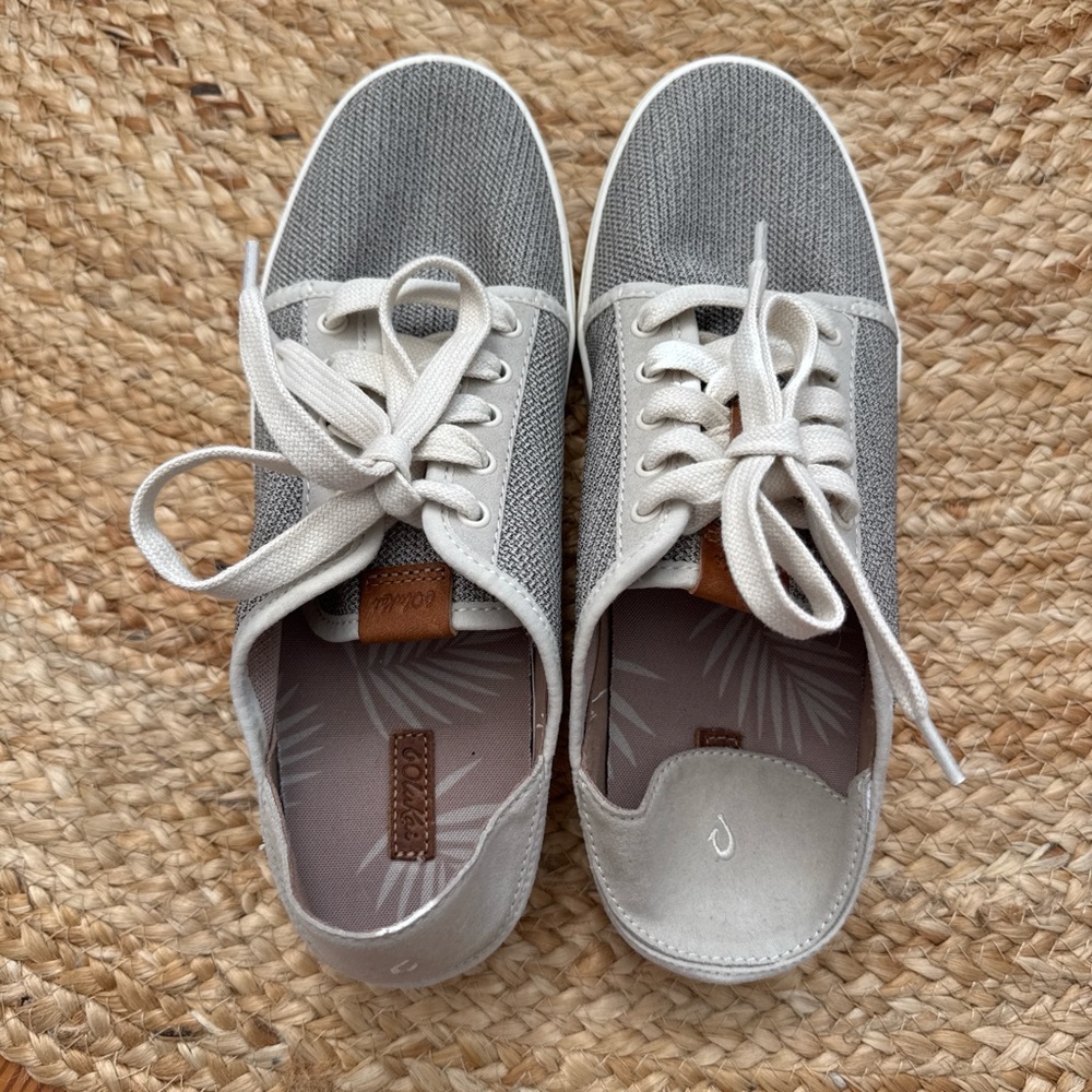 OluKai Gray and White Women's Sneakers - Picture 3 of 7